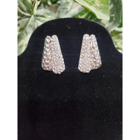Traci Lynn Silver Colored Crystal Rhinestone Stylish Earrings Set - Picture 1 of 5